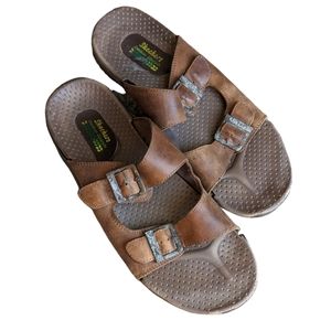 Skechers strap sandals brown size 11 (flawed)